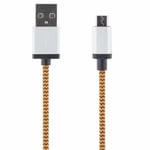 USB 2.0 kabel Typ A ha - Typ Micro B ha, 5-pin, för laddning/dataöverföring till mobiltelefoner/PDA, 1m, orange