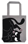 moses. Ed, the Cat Shopper Nope, sac fourre-tout en 100% coton, sac en tissu pour courses, bureau ou université, sac en gris avec motif chat, gris, Minimal