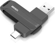 Clé USB 128GB 2-en-1 128GB Type C Pendrive 128GB USB C Flash Drive 128 Giga 2-in-1 OTG USB Pen 128GB for PC/Tablet/Laptop/Smartphone with Type C,Xiaomi/Oneplus/Huawei (Gris).[Y1154]