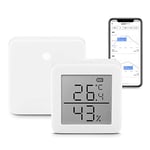 SwitchBot Thermomètre hygromètre et concentrateur mini, capteur de température numérique Bluetooth avec alerte intelligente et stockage de données, écran LCD thermo-hygromètre numérique