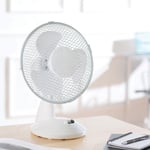 Daewoo 9" Desk Fan Table Top 2 Speed Oscillating Rotating Home Office White