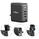 MINIX Chargeur USB C 165 W, chargeur GaN II PD3.1 Max 140 W, chargeur mural Turbo 4 ports, station de charge rapide, compatible avec MacBook Pro/iPad Air/iPhone15 14 13Pro Max/Galaxy S24 Ultra et plus