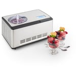 Turbine à glace - Machine à glace - pour 2 litres de crèmes ou yaourts glacés maison - Sorbetière à compresseur - Ecran lcd tactile - 180W - Inox