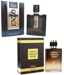 2 x Mens Perfume Enzo, Vanilla Tobacco Blend EDT for him Men Aftershave 100ml