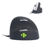 R-Go HE Souris Ergonomique Filaire, Grande Taille, avec Le Logiciel Anti-TMS, Prévention tendinite, Souris Verticale, Clic Silencieux, pour Windows/MacOS/Linux, 2400 DPI réglable et 5 Boutons, Noir