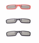 New 3 Pairs of Clip On 3D Glasses Black Red Polorised For LG Tvs Cinema
