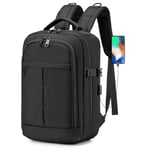 BAGZY Sac à Dos Sac 40x20x25 Ryanair Bagage Cabine Oxford Sac à Dos Port USB Avion Valise Cabine Sacoche Ordinateur Portable 15.6 Pouces D'affaires Loisirs Sac de Voyage (Noir)