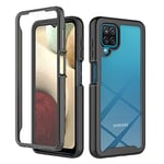 XINNI Coque pour Samsung Galaxy A12(M12) Antichoc Housse avec Protège écran, 360 Degrés Full Body Etui Solide Double Face Bumper Portable Transparent Housse