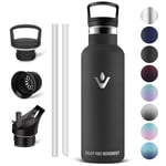 Vikaster Gourde inox - Thermos 500ml, Gourde Avec Paille, Gourdes Sans BPA, Gourde Enfant & Adulte pour Sport, école, Bureau, Gym, Voyage