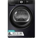 HISENSE 3S Series DH3S802BB3 WiFi-enabled 8 kg Heat Pump Tumble Dryer - Black, Black