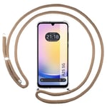 Tumundosmartphone Étui pendentif transparent pour Samsung Galaxy A25 5G avec cordon Camel