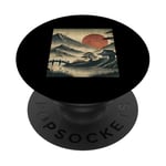 Village japonais vintage jardin vue montagne paysage soleil PopSockets PopGrip Adhésif