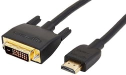 Amazon Basics Câble adaptateur HDMI-A vers DVI, Bidirectionnel 1080P, Plaqué or, 0.9 m, Noir