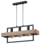 Lampe Suspendue En Bois Métal Noir E27 61 Cm Pour Table À Manger