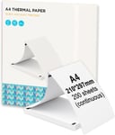 Papier thermique A4,200 feuilles de papier d'impression plié pour imprimante thermique A81/L81/A40,210x297 mm