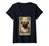 Womens The Pug Tarot Card Dog Lover Pug Dogs Owner V-Neck T-Shirt