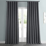 HPD Half Price Drapes Rideaux occultants texturés en Faux Lin pour Chambre à Coucher - 274 cm de Long (1 Panneau), 127 x 274 cm (l x L), Gravier foncé