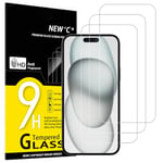 NEW'C Lot de 3, Verre Trempé pour iPhone 16 Plus, iPhone 15 Pro Max, iPhone 15 Plus (6,7 Pouces), Film Protection écran sans Bulles d'air Ultra Résistant (0,33mm HD Ultra Transparent) Dureté 9H Glass