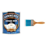 Hammerite 5092848 750ml Garage Door Paint - White & Silverline 718107 Synthetic Paint Brush 75mm (3")