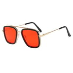 2020 Children Sunglasses Kids Child Metal Frame Sun Glasses Pilot Square Girls Boys Steampunk Eyeglasses Shades (Lenses Color : Gold red)