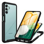 CENHUFO Coque Samsung A04s, Coque Samsung A13 5G Antichoc Housse avec Protection d'écran, 360° Téléphone Etui Double Face Case Transparent Intégrale Coque pour Samsung Galaxy A13 5G / A04s - Noir