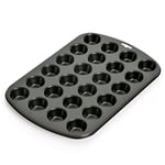 Prochef Teflon Non-Stick Premium Coated 24 Mini Cup Muffin Tray, Length 38cm x Width 26cm, Black