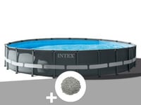 Kit piscine tubulaire Intex Ultra XTR Frame ronde 6,10 x 1,22 m + 20 kg de zéolite