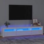 vidaXL TV-taso LED-valoilla korkeakiilto valkoinen 195x35x40 cm