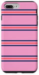 Coque pour iPhone 7 Plus/8 Plus Rose Bleu Marine Rayé Girly Esthétique Preppy Stripe