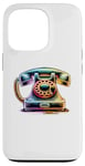 Coque pour iPhone 13 Pro Coloré Line Art Vintage Téléphone Vintage Fixe Cadran