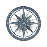 Arti & Mestieri Boussole Petite - Horloge Murale Design 100% fabriquée en Italie - Fer, diamètre 45 cm (Blanc marbre et Bleu)