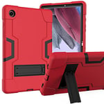 Coque Hybride résistante aux Chocs avec béquille pour Samsung Galaxy Tab A8 10,5" 2022 (SM-X200/X205/X207), Rouge + Noir