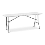 Table Pliante De Jardin D'extérieur Traiteur (180 X 75 X 74 Cm, Capacité De Charge : 150 Kg, Acier, Polyéthylène (Pe-Hd), Coloris : Blanc) Helloshop26 14_0004485