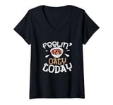 Womens Feelin’ Oaty Today Funny Oatmeal Enthusiast Cereal Breakfast V-Neck T-Shirt