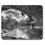 Rectangle Mouse Mat BW - Hamilton Pool Sinkhole Texas USA  #37083