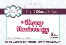 Sue Wilson Mini Shadowed Sentiments - Happy Anniversary - Cutting Dies, Silver, 10.3 x 1.5 cm Largest Die