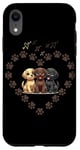 iPhone XR Yellow, Chocolate, Black Labs Valentine's Day Paw Print Tee. Case