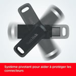 SanDisk 256 Go Ultra Dual Drive Go,USB Type-C Clé USB,des vitesses allant jusqu'à 400 Mo/s,avec connecteurs USB Type-C et USB Typ