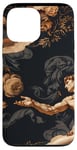 Coque pour iPhone 13 Pro Max Noir Art Déco Floral Michel-Ange Création Of Adam Sixtine