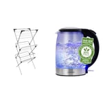 Vileda Sprint 3-Tier Clothes Airer, Indoor Clothes Drying Rack with 20 m Washing Line, Silver & COSORI Electric Kettle Glass, Fast Boil Quiet, 3000W 1.5L with Blue LED, Stainless Steel Filter