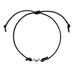 Purelei® Bracelet Wish (Or, Argent, Or rose), Bracelet Femme et Homme Fantaisie en Acier inoxydable, Bracelet porte-bonheur en Coton, Réglable 24-26 cm (Argent)