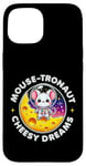 Coque pour iPhone 15 Souris Astronaute Cheesy Dreams Cute Kawaii Moon Space Graphic