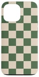 iPhone 13 Pro Max Green and Cream Classic Checkered Big Vintage Checkerboard Case