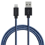 Smartline Fuzzy USB-A til Lightning Kabel 2 meter - Blå