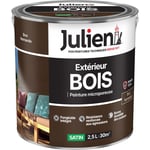 Peinture Bois Microporeux Extérieur Satin - Portes, fenêtres, portails, mobilier de jardin - Brun Normandie 2,5 l - Julien