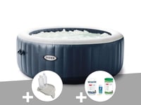 Kit spa gonflable Intex PureSpa Blue Navy rond Bulles 4 places + Porte-verre + Kit traitement brome