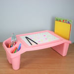 Kids Lap Desk Tray Multipurpose Activity Table Desk Laptop With Slots Home Pink