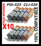 10 cartouche compatible PGI525 CLI526 Canon Pixma MG5250