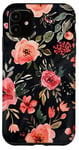 Coque pour iPhone 11 Aquarelle noire florale Queretaro Mexico Art Print