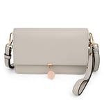 UTO Sac bandoulière Femme Portefeuille Pochette avec Bracelet 4 Moyens À Porter Cuir PU Porte Cartes Passport Clutch Purse Gris